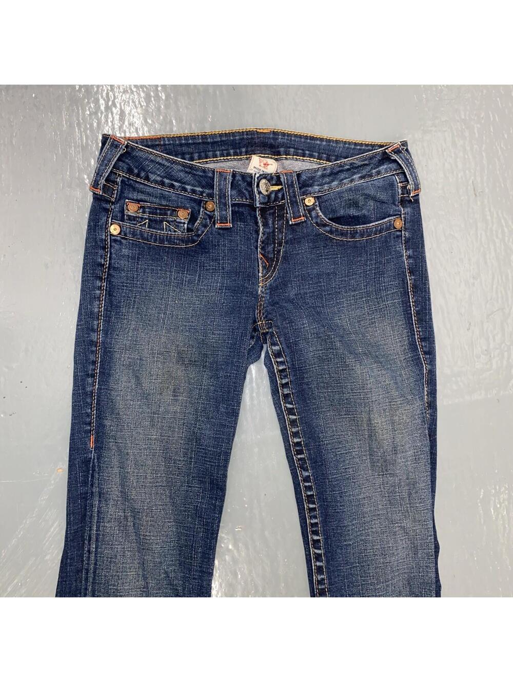 Vintage True Religion Johnny Wide Leg Dark Blue Denim U Pocket Jeans Y2K 29